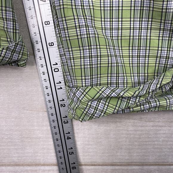 Lole Bermuda Shorts Womens 10 Green Plaid Roll Up Leg Stretch Water Resistant - Picture 6 of 11